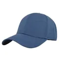 Detailed view of navy blue cotton twill baseball cap with reinforced stitched brim - Adjustable / Blue
