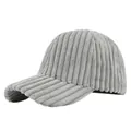 Detail view of the gray corduroy texture and classic 6-panel structure on the baseball cap - Adjustable 54-59 / Gray