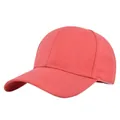 Detail of coral red cotton baseball cap showing textured fabric and reinforced stitching - Adjustable / Watermelon red