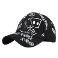 Gorra de béisbol negra estilo urbano con graffitis blancos y visera curva para un look moderno - Negro