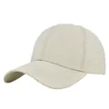 Close-up of beige cotton baseball cap featuring textured weave and curved brim stitching - Adjustable / Off White