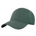 Detail of dark green baseball cap featuring classic 6-panel texture and curved stitching - Adjustable / Green