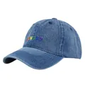 Berretto da baseball in denim blu con ricamo Sunday arcobaleno e finitura lavata - Regolabile 54-59 / Blu navy