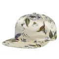 Details von Champagner Satin Snapback Cap mit Vintage Blumen- und Vogelprints - Einstellbar 54-59 / Champagnerfarbener Satin Vintage Blumen- und Vogelprint Stil