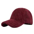 Corduroy baseball cap in deep wine red featuring premium ribbed texture for autumn winter - Adjustable 54-59 / Burgundy
