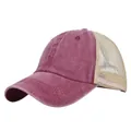Gorra de béisbol granate lavado con rejilla transpirable beige y estilo vintage minimalista - Ajustable 54-59 / Burdeos