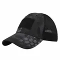 Dettaglio del cappello tattico mimetico con velcro frontale e tessuto a rete traspirante - Pitone Nero