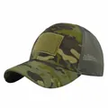 Dettaglio del cappellino tattico mimetico con rete traspirante e area velcro sulla fronte - Mimetico Giungla
