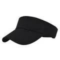 Detailed view of a black sun visor hat with wide reinforced brim and twill texture - Black