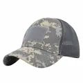 Detail of ACU camouflage tactical cap featuring breathable grey mesh and velcro patch area - City Digital