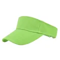 Detailed view of lime green sun visor with embroidery stitching and curved brim detail - Light Green
