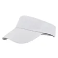 Detail shot of the breathable mesh and sturdy stitching on a white sun visor baseball cap - White