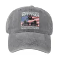 Detailansicht der Vintage-Basecap aus Baumwolle mit United States Veteran Stickerei - 54-60cm Verstellbar / Grau