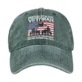 Detail der US-Veteran-Basecap mit hochpräzisem Druck und gewaschener grüner Baumwolle - 54-60cm Verstellbar / Grasgrün