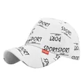 Dettaglio del cappellino bianco con graffiti sport neri ed etichetta laterale rossa - 54-59CM / Bianco