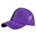 Purple and black Route 66 baseball cap with street style embroidery and mesh back - Black & Purple Patchwork