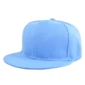 Detailed close-up of plain light blue snapback baseball cap showing the breathable eyelets - Light Blue