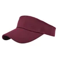 Burgundy embroidered sun visor hat with mesh panels and adjustable strap design - Burgundy