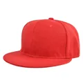 Classic solid red snapback baseball cap with flat brim and breathable eyelets - Red