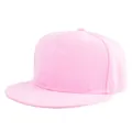 Detail view of pink flat brim snapback hat showing cotton twill texture and ventilation eyelets - Light Pink