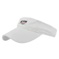 Close-up of white sun visor cap with New York embroidery and breathable cotton texture - Adjustable / White