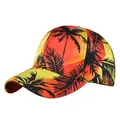 Unisex baseball cap featuring sunset gradient colors and tropical palm tree silhouette - Adjustable / Sunset Palm Black Yellow Gradient (1)