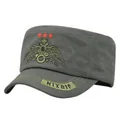 Army green cadet cap with detailed eagle embroidery and red star patches on durable canvas - Adjustable / Army Green