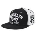 Black and white Brooklyn 1947 embroidered snapback hat with street style side lettering - Black & White Contrast Embroidered BROOKLYN (4 Black)