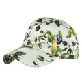 Detail of floral baseball cap showing smooth satin fabric and silver metal buckle - Adjustable / Light Green Lush Plant Berry (7)