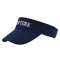 Visiera blu scuro con ricamo New York bianco e tessuto in cotone traspirante - Regolabile / Blu navy