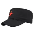 Berretto militare nero in cotone con vistoso ricamo 3D a stella rossa in stile army - Regolabile / Nero Stella Rossa