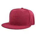Cappellino snapback a visiera piatta bordeaux scuro in twill di cotone solido - Borgogna