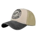 Gorra de béisbol de moto vintage Route 66 con bordado y visera desgastada con estilo - Ajustable 54-59cm / Negro