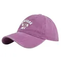 Dettaglio del ricamo New York 1962 sul cappellino in cotone viola vintage lavato - Rosa