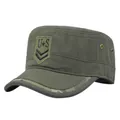 Armeegrüne Cadet Cap mit besticktem U.S. Schild-Patch und Tarnmuster am Schirm - Verstellbar 54-59cm / Armeegrün