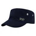 Classic navy blue cadet cap with cotton canvas texture and silver metal sport logo - Adjustable / Navy Blue