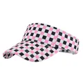Side view of pink and black checkerboard visor hat with durable canvas texture for sun protection - Adjustable / Pink Checkerboard (25311-5)