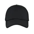 Detail of classic black trucker hat featuring breathable mesh back and padded foam front - Adjustable / Black