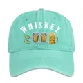 Detailansicht der Whiskey-Grafik und hochwertigen Nähte auf dieser mintgrünen Mesh-Kappe - Obstgrün