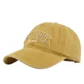 Unisex vintage yellow washed cotton baseball cap with New York 3D embroidery detail - Adjustable / Yellow