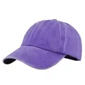 Detailed close-up showing the washed purple fabric texture and stitching of the baseball cap - Adjustable / Light Purple