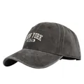 Detailansicht der Vintage Baseballkappe in Anthrazit mit New York Stickerei - Kaffeebraun