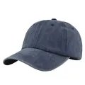 Washed navy blue cotton baseball cap with a classic six-panel design and vintage look - Adjustable / Navy Blue