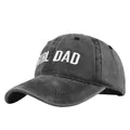 Casquette de baseball gris foncé délavé avec broderie GIRL DAD blanche et style rétro - Réglable / Girl Dad (11480-2 Noir)