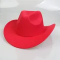 Classic red wool felt western cowboy hat with wide upturned brim and indented crown design - 54cm / Red
