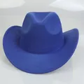 Royal blue wool felt western cowboy hat with wide brim and top indentation - 54cm / Sapphire Blue