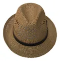 Ademende bruine strooien zonnehoed voor heren en dames met donker lintdetail - 56-58cm / Khaki