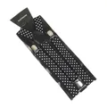 Classic black and white polka dot elastic suspenders with three durable silver metal clips - Adult / 100x2.5cm / Black Polka Dot