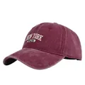 Vintage-Baseballkappe in Burgund mit weißer New York Bestickung und 1625 Detail - Burgunderrot