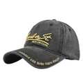 Vintage dark gray washed cotton baseball cap with golden New Orleans embroidery - Black